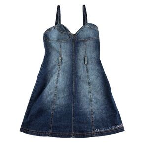Mariella Burani Denim Denim Dress with rhinestones Y2K Vintage Style 90s